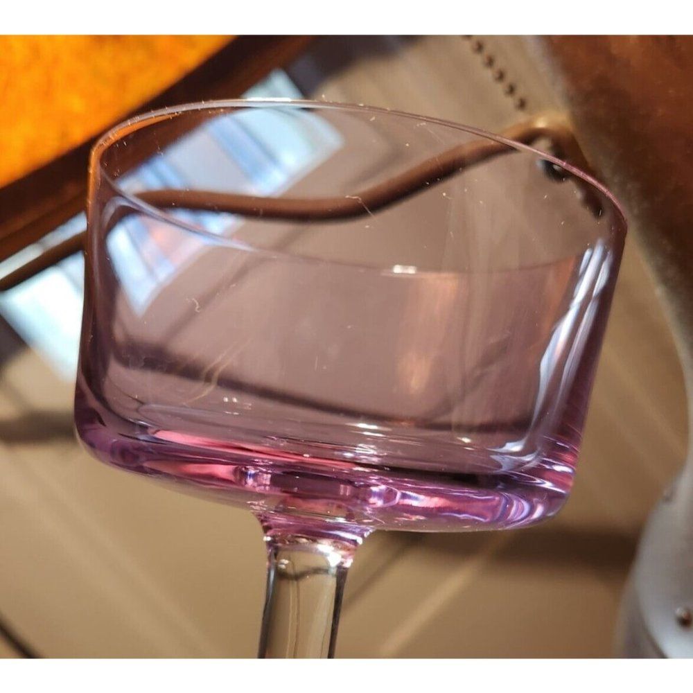 2 Block Watercolors Twilight Lilac Purple Alexandrite Neodymium Stemware Glass - Picture 7 of 8